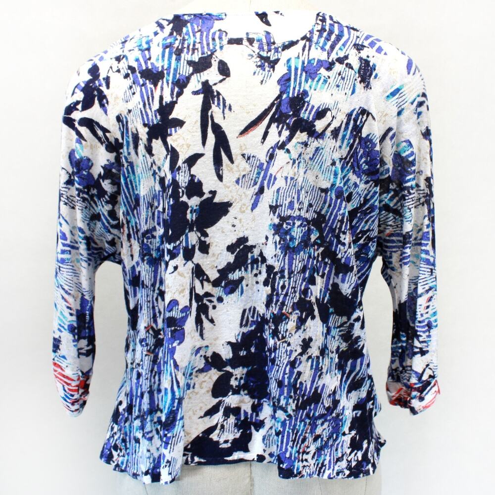 Nic + Zoe NZT Abstract Floral Print 3/4 Sleeve Casual Blouse Top Plus 2X - Picture 6 of 8
